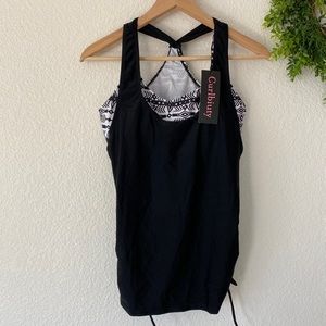 Curlbiuty Tankini Black and White Swim Top